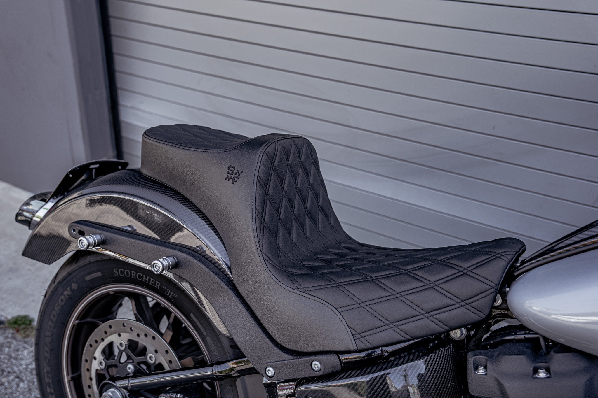 SLYFOX Chariot Diamond Stitch Seat (Black Logo) Softail FXLRS/FXLRST - '18-'25