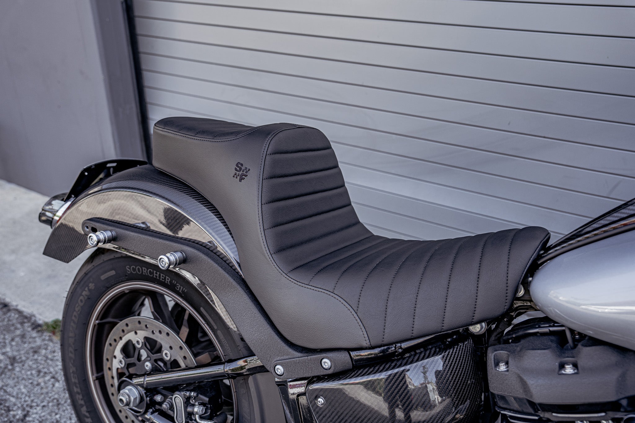 SLYFOX Chariot Tuck N Roll Seat (Black Logo) Softail FXLRS/FXLRST - '18-'25