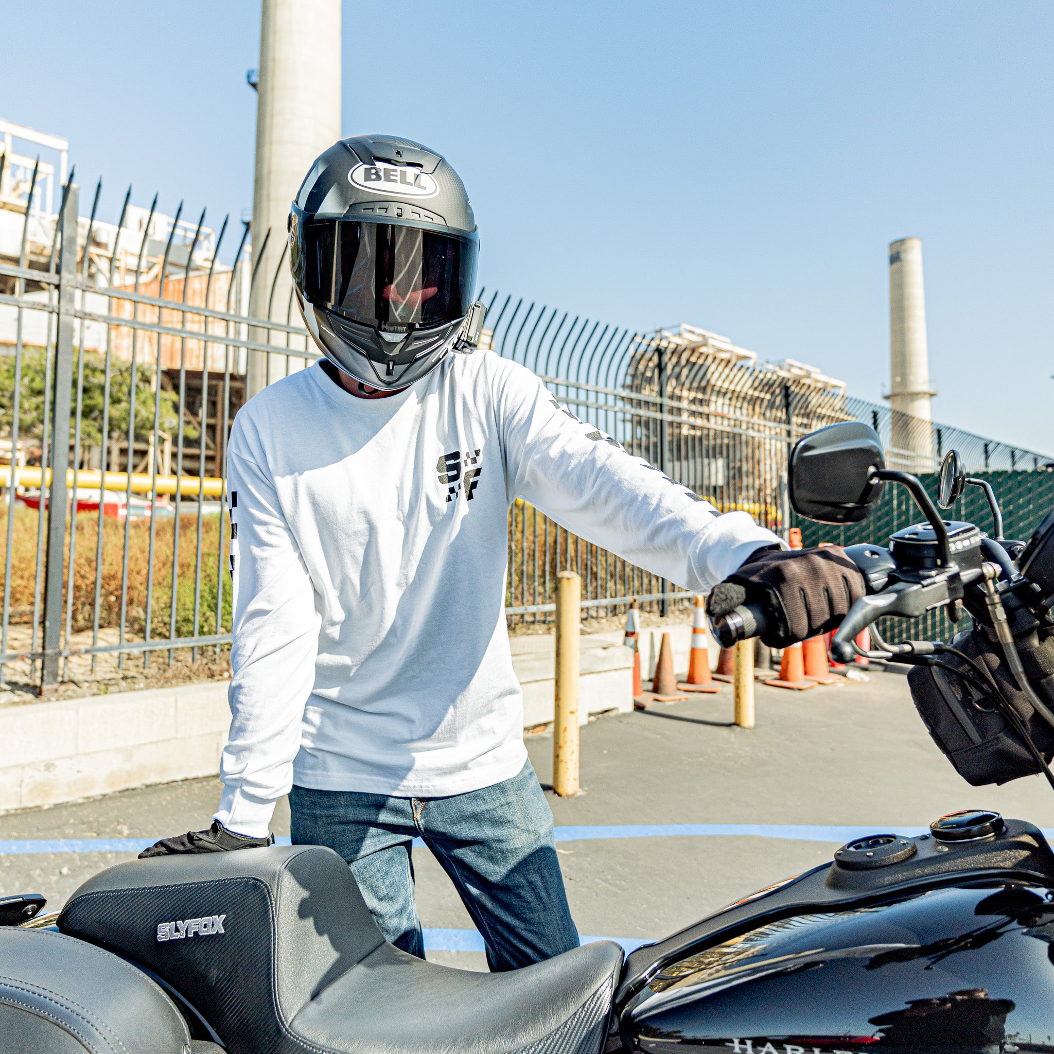 SF White Long Sleeve "Race Crew" T-Shirt