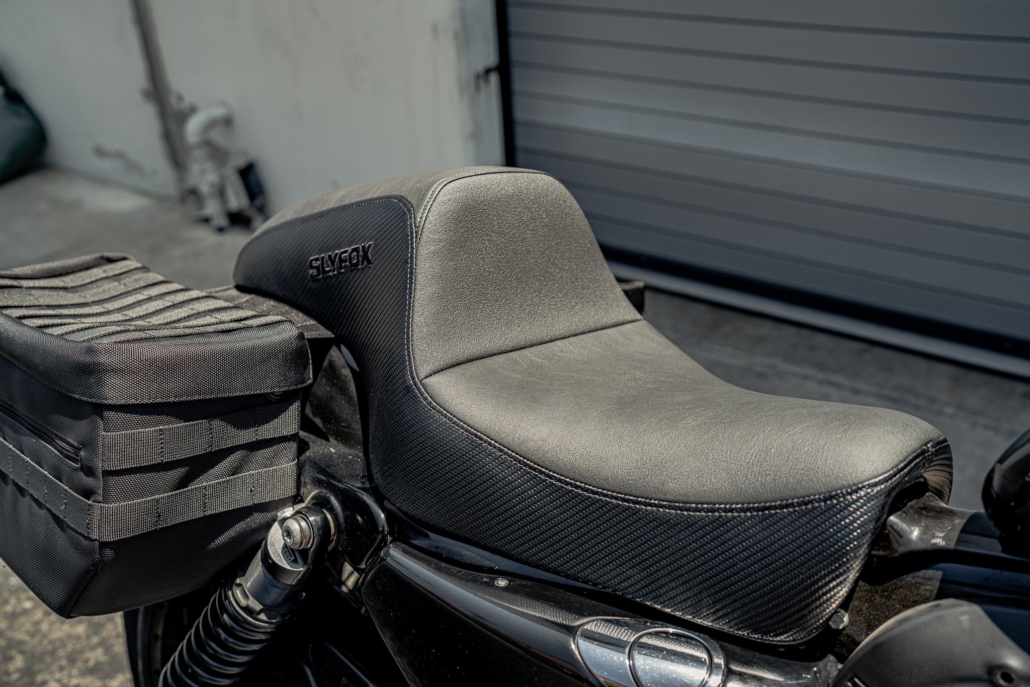 SLYFOX- Sportster XL '04-'22 Drifter Seat - Black Logo